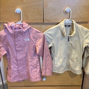 North Face Pink Jacket and Beige Fleece